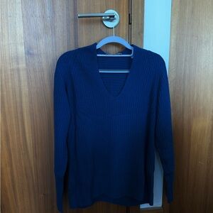 Cashmere Vince Navy Ribbed V-Neck Sweater